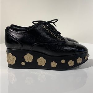 Chanel Camellia Platform Lace up Shoe